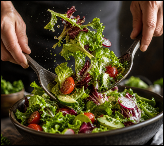 Frischer gemischter Salat mit Tomaten, Gurken und Radieschen